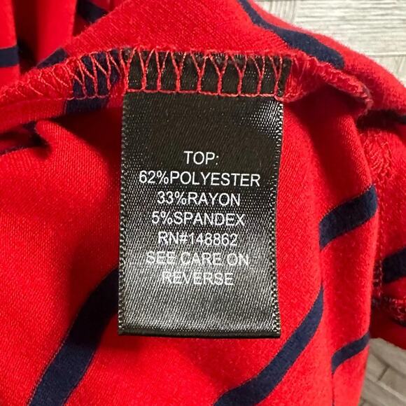 Torrid Wrap Dress Red with navy stripes, short sleeve preppy every day plus size - Picture 7 of 10